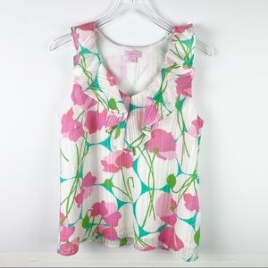 VINTAGE LILLY PULITZER Sleeveless Ruffle Blouse L